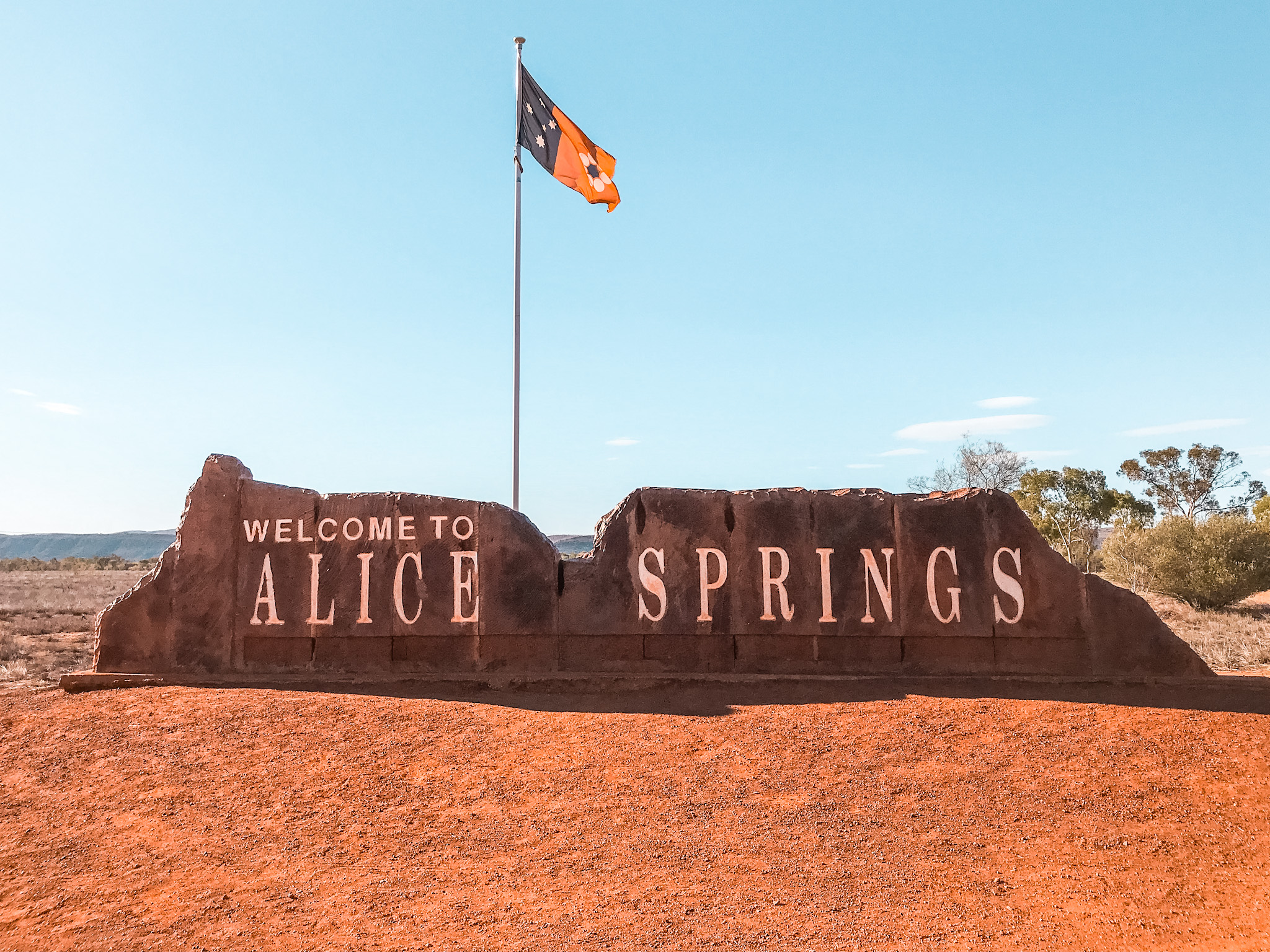 Alice Springs Outback Australia Sign Flag